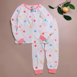 Bộ cotton HM dài tay trắng chấm bi sắc màu BG