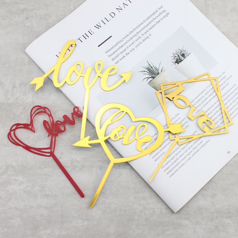 Topper Trang Trí Bánh Kem Hình Chữ &quot;Love&quot; Bằng Acrylic