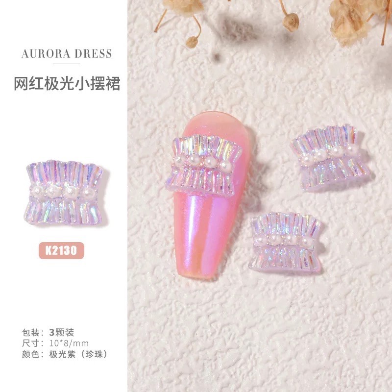 Set 3 charm nail nơ nhún ngọc Hàn Quốc hot 2021