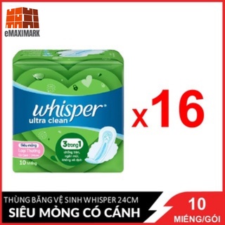 Nguyên thùng Băng vệ sinh Whisper Siêu mỏng ngày 16x10 miếng