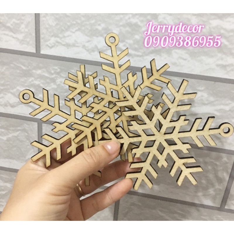 Combo bông tuyết gỗ treo noel