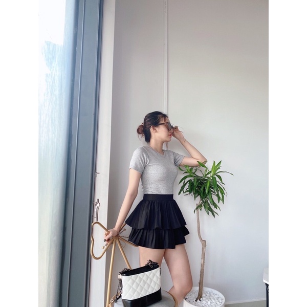 Áo thun trơn thun gân body tay ngắn