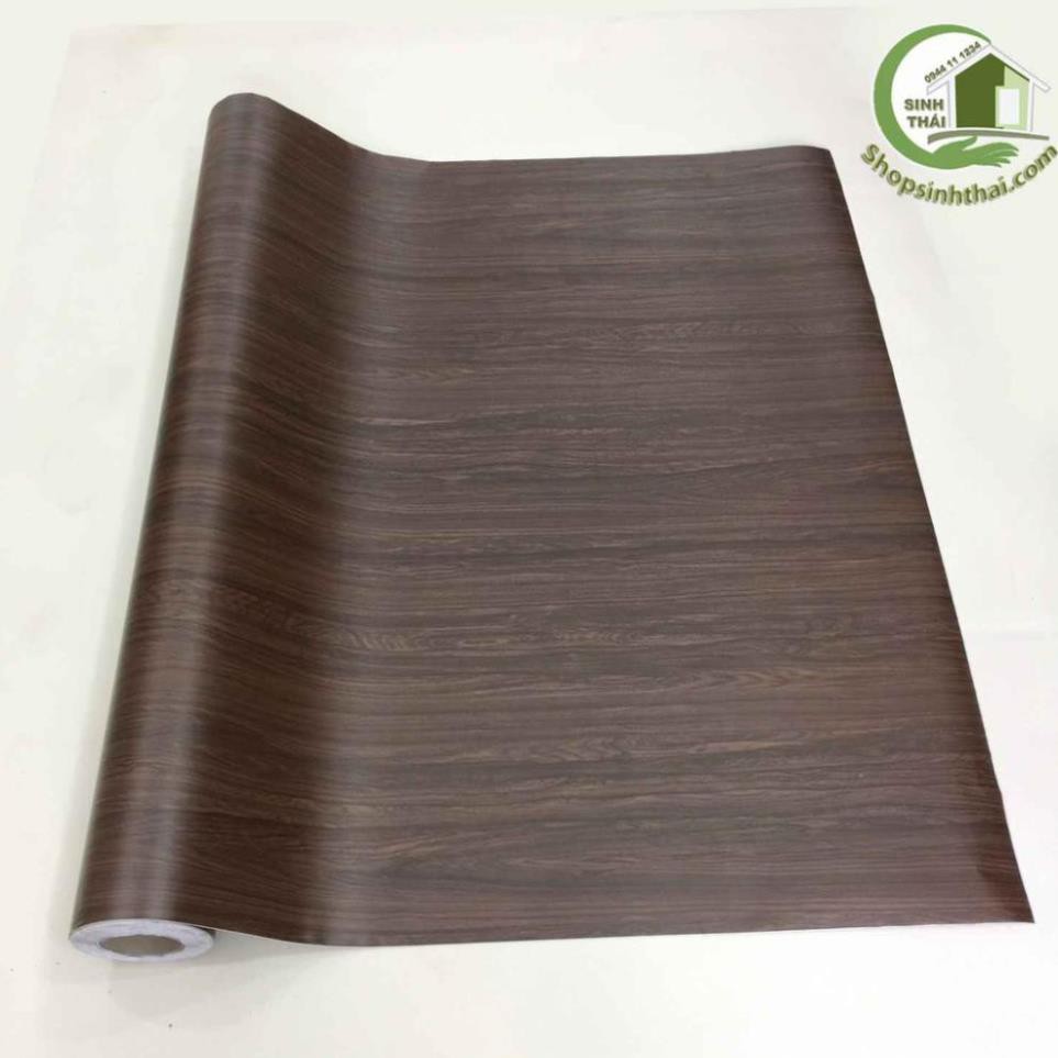 Giấy dán tường giả gỗ màu nâu đậm -  - có sẵn keo
