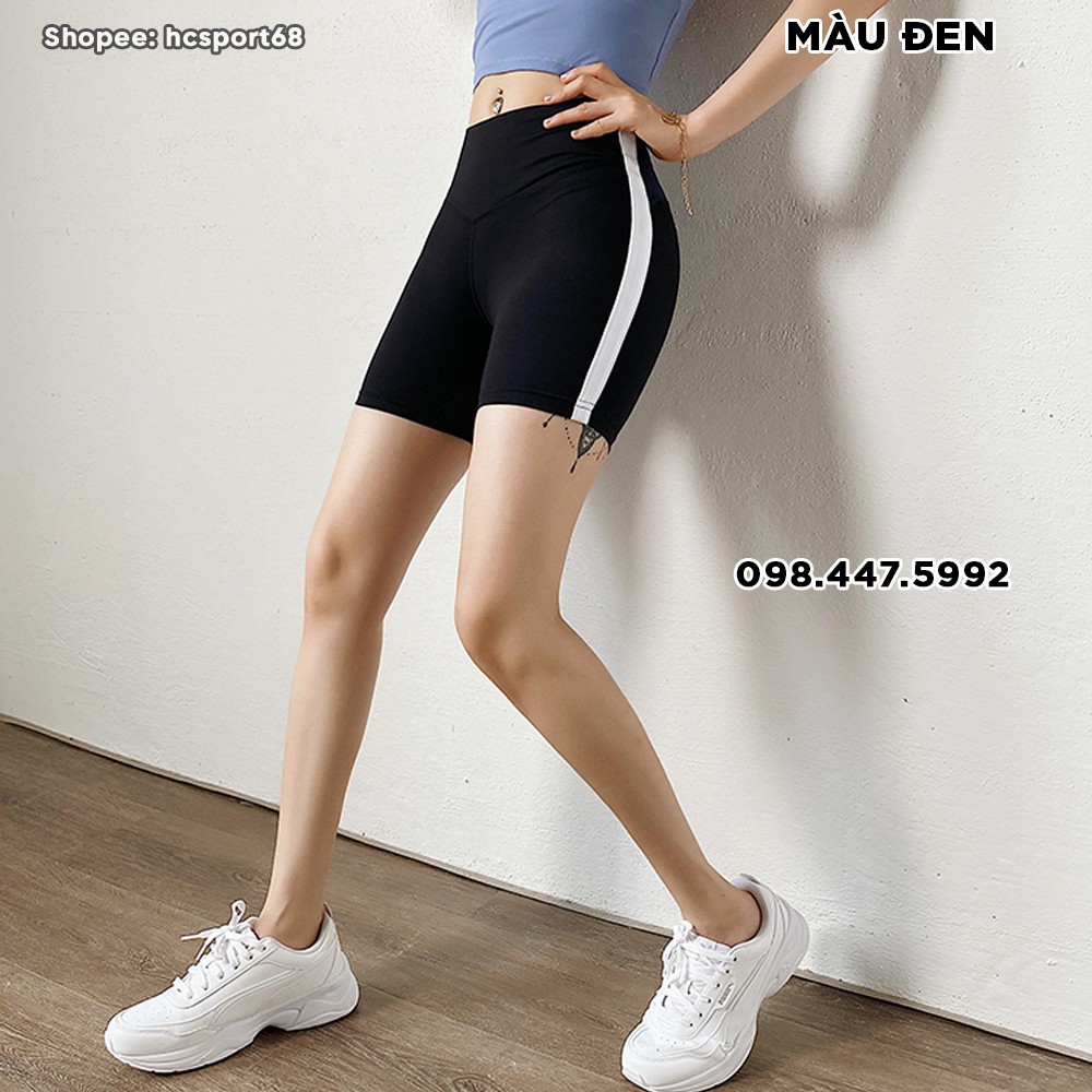 Quần tập gym nữ Mitao Girl QS12 dáng quần đùi short chất thun mịn lưng cao nâng mông phối màu mới- HcSport68