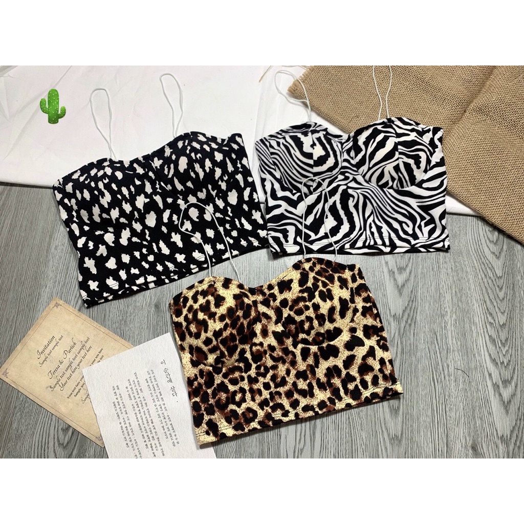 Áo 2 dây croptop phối màu họa tiết cực xinh , chất da cá mềm mịn ( ảnh thật )