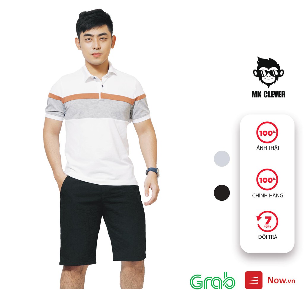 [Mã FAMALLT5 giảm 15% đơn 150K] Áo thun nam Polo có cổ phối màu sọc ngang MK CLEVER