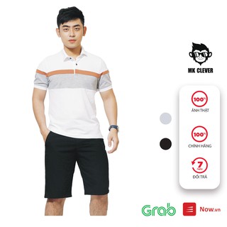 Áo thun nam Polo có cổ phối màu sọc ngang MK CLEVER