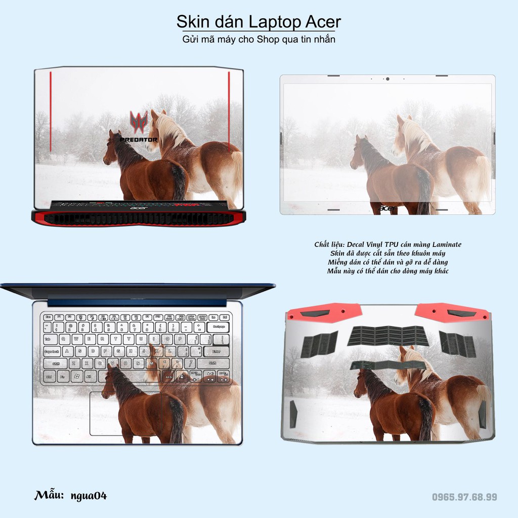 Skin dán Laptop Acer in hình Con ngựa (inbox mã máy cho Shop)