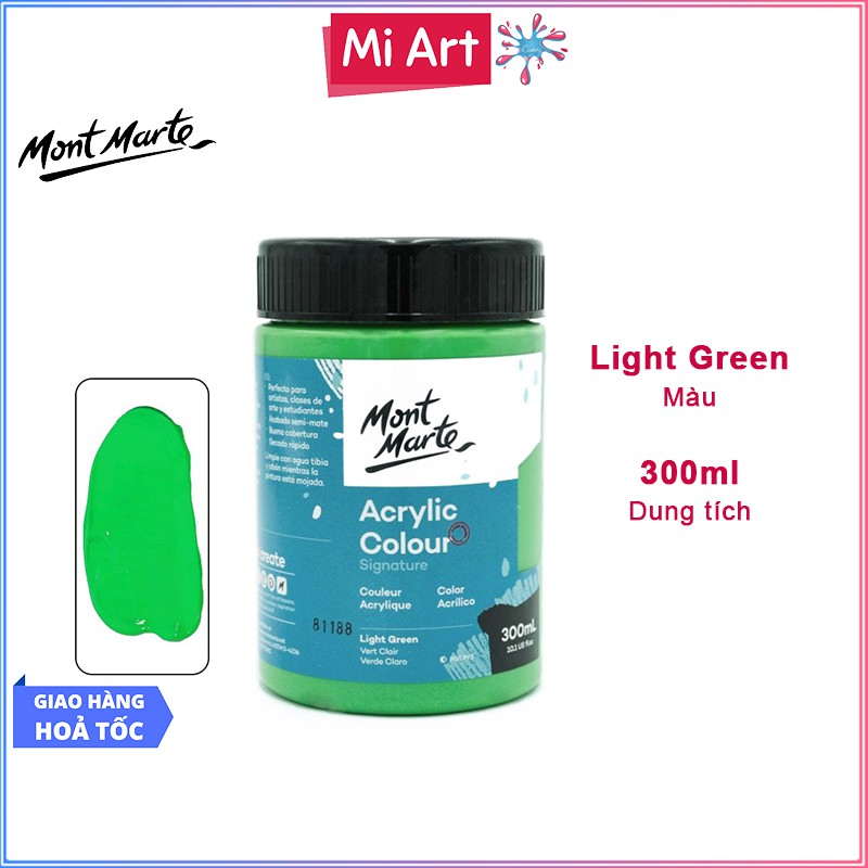 Màu Acrylic Mont Marte 300ml - Light Green - Acrylic Colour Paint Signature 300ml (10.1oz) - MSCH3022