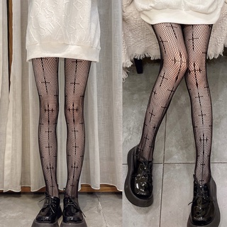  Quần tất chân kiểu lưới cá dày họa tiết thêu hoa màu tối kiểu gothic lolita Harajuku quyến rũ cho nữ 