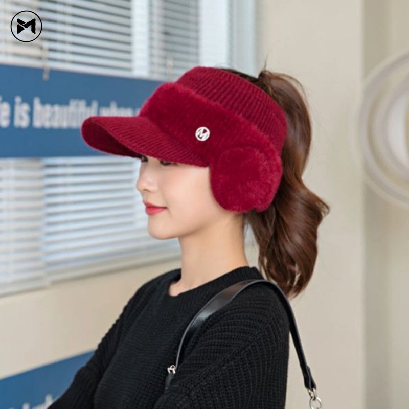 Mũ Len Hở Chóp Giữ Ấm Tai Thời Trang Thu Đông Phong Cách Hàn Quốc Cho Bé Trai