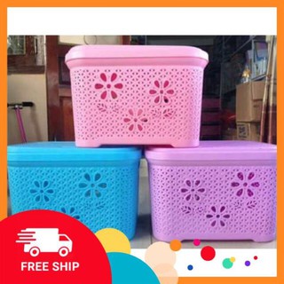 CHÍNH HÃNG Giỏ, làn nhựa có nắp Việt Nhật 5158 -5159  Giỏ nắp hoa, Làn nắp hoa, Sọt đựng quần áo, đồ chơi trẻ em