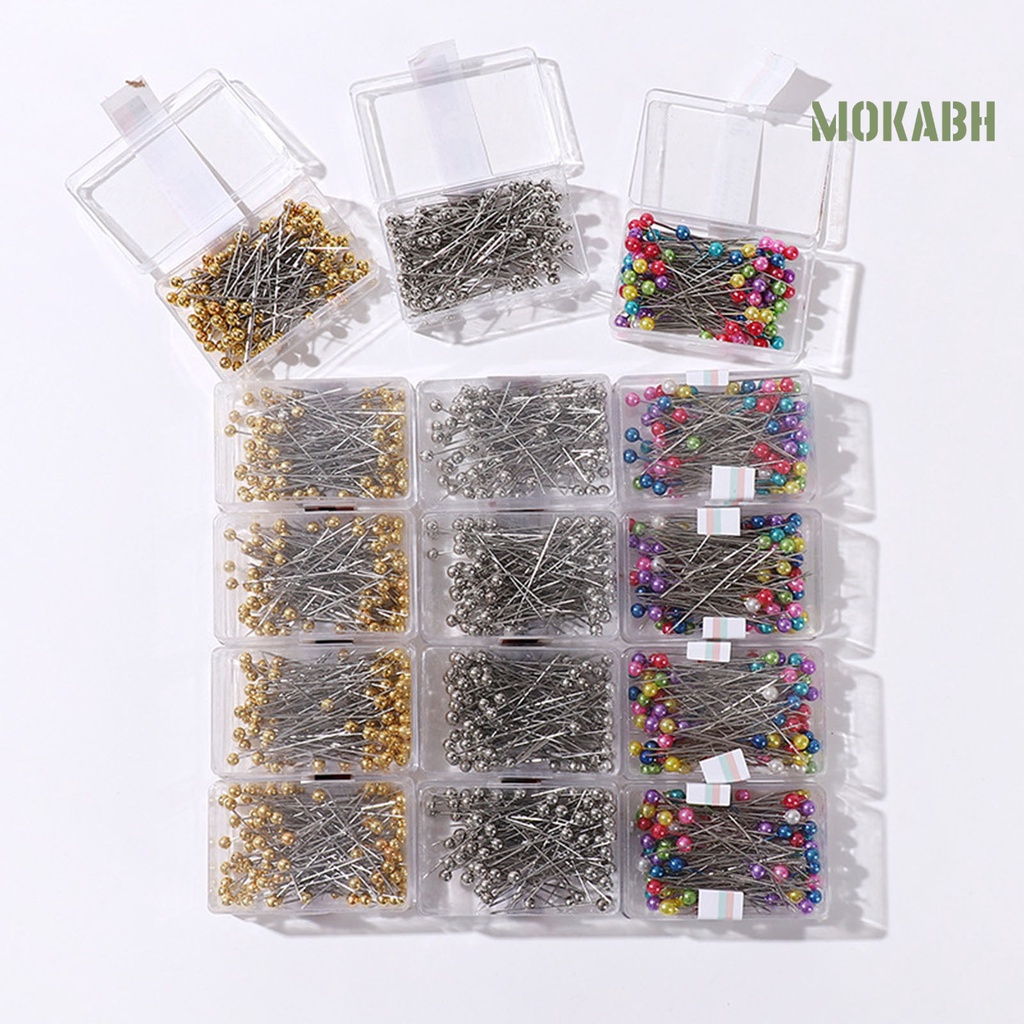 Hộp 100 Ghim Kim Khâu Hình Tròn Nhiều Màu Sắc Kèm Hộp Đựng Tiện Lợi