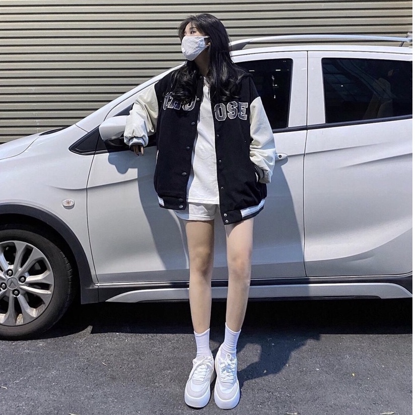 Áo Khoác Nữ Bomber CHOOSE Nhung Tăm 2 Lớp Form Rộng Ulzzang