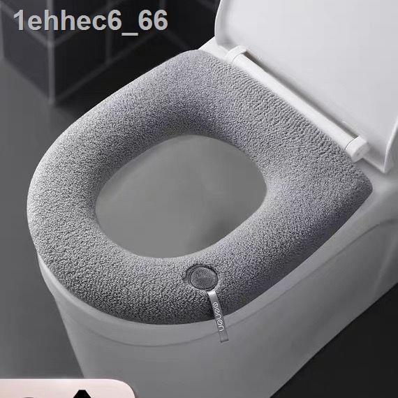 ۞Đệm lót bồn cầu hộ gia đình bốn mùa chung đông tăng vệ sinh dày có tay cầm