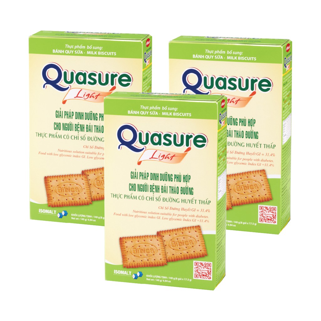 Bánh Quy Quasure Light Sữa hộp 140 gram Bibica - thực phẩm dành cho người ăn kiêng, tiểu đường