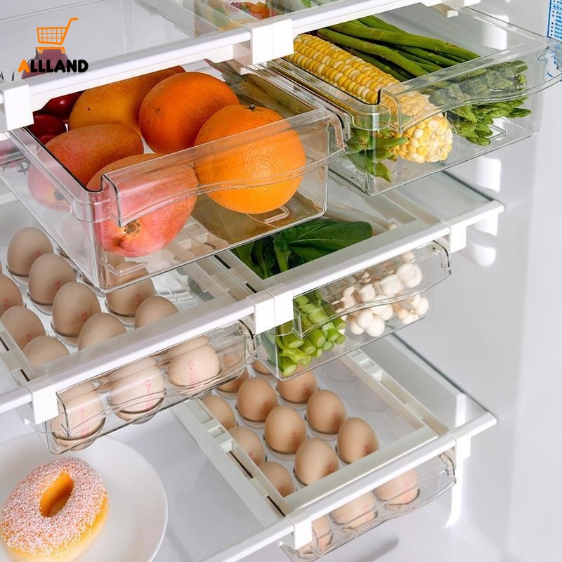 Hộp Nhựa Trong Suốt Có Ngăn Kéo Đựng Trứng/Rau Củ Quả Treo Tủ Lạnh Sáng Tạo
