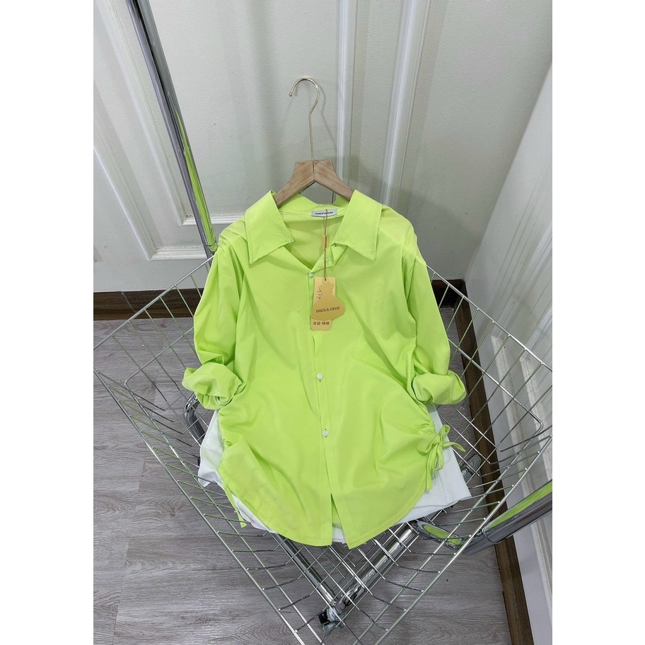 Sét bộ đùi nữ áo sơ mi from dài rút dây trẻ trung xinh xắn