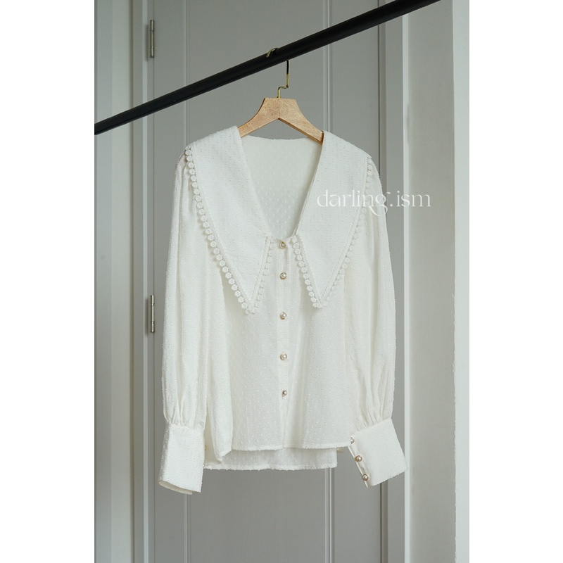 áo cổ V phối ren tay phồng dài adaline shirt - darling.ism | BigBuy360 - bigbuy360.vn