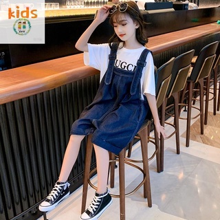 Bộ Trang Phục Mùa Hè Hai Mảnh Áo Yếm Denim Thời Trang Phong Cách Phương Tây Kiểu Mới Mùa Hè 2022 Cho Bé 3-5-8-10-12-14 Tuổi