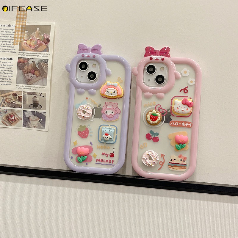 Ốp Điện Thoại Mềm Trong Suốt Họa Tiết Hello Kitty 3D Cho iPhone 13 12 11 Pro Max