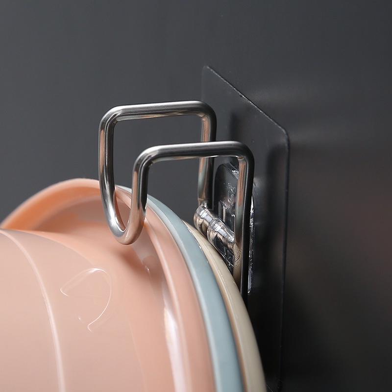 Móc Treo Chậu Rửa Bằng Thép Không Gỉ Dính Tường Không Đục Lỗ Sáng Tạo Cho Nhà Bếp Nhà Tắm