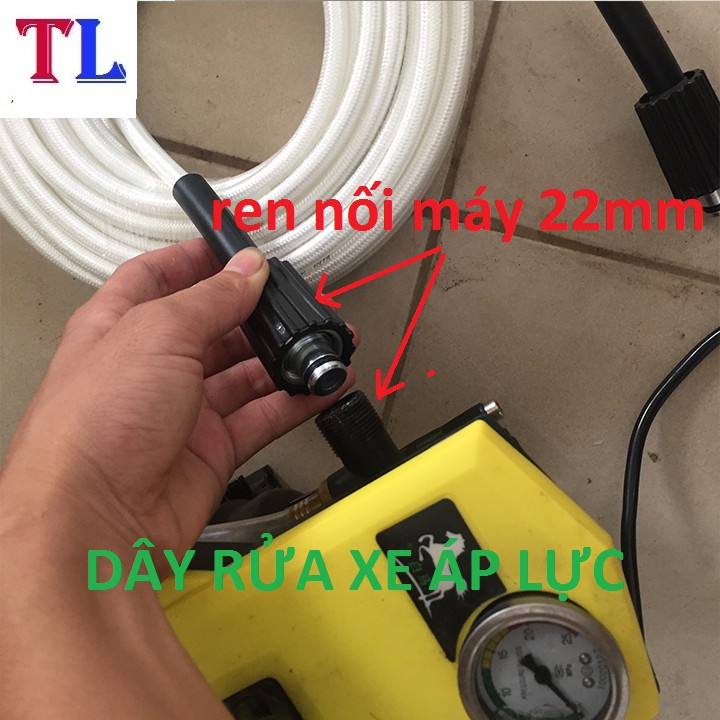 ống Dây Xịt Rửa Xe Áp Lực Cao 3 Lớp Lõi 10M-15M- 20M-30M [Ren 22mm-22mm ]