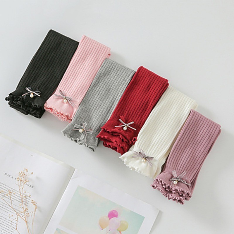 Quần Legging Dệt Kim Phối Nơ Cho Bé Gái
