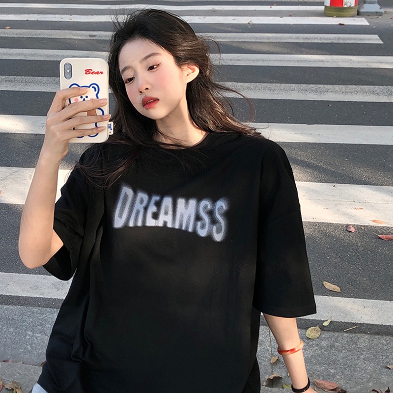 NRVP Áo Thun Nữ Ngắn Tay In Chữ Phong Cách Hàn Quốc