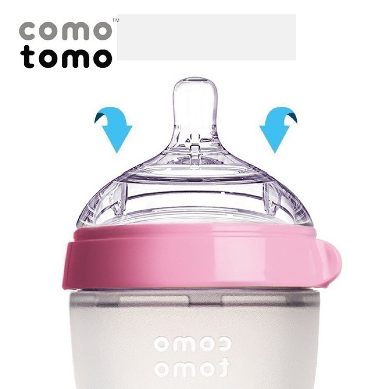 [TặngTay Cầm-Hàng Chính Hãng] Bình Sữa Comotomo, Bình Sữa Cho Bé Chống Sặc 250 ml Và 150 ml - 100% Silicone Y Tế