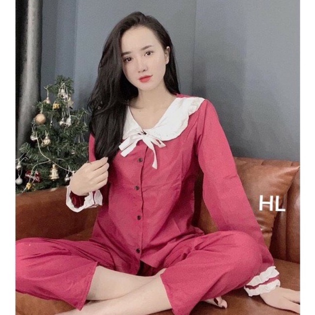 Bộ ngủ pijama tiểu thư áo dài quần dài bộ mặc nhà Hanz.vn mềm mại dễ thương H45 BÁN TẶNG