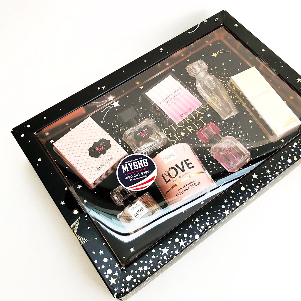Gift set Nước hoa Mini Victoira's Secret dạng xịt cực xinh - gồm 4 mùi hương cá tính + hộp mini
