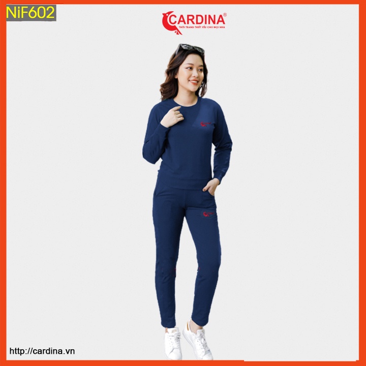 Bộ nỉ nữ CARDINA chất cotton da cá dáng thể thao cao cấp, trẻ trung, năng động NiF6.
