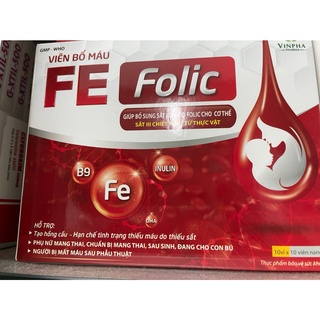 Viên bổ máu FE FOLIC hộp 100 viên giúp bổ sung sắt II cho cơ thể