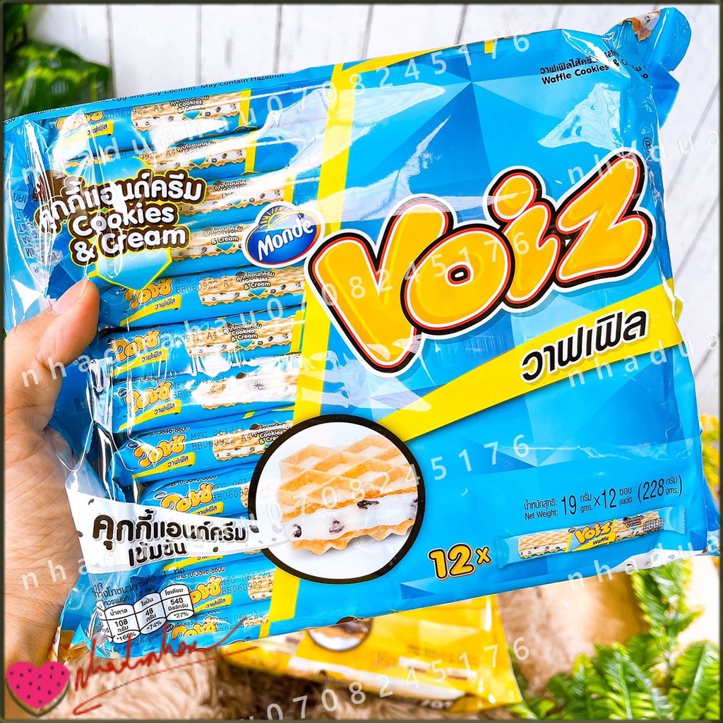 Một gói bánh kẹp kem 3 lớp/ kẹp kem xốp kẹp oreo 7 loại VOIZ Thái Lan gói lớn 336gam