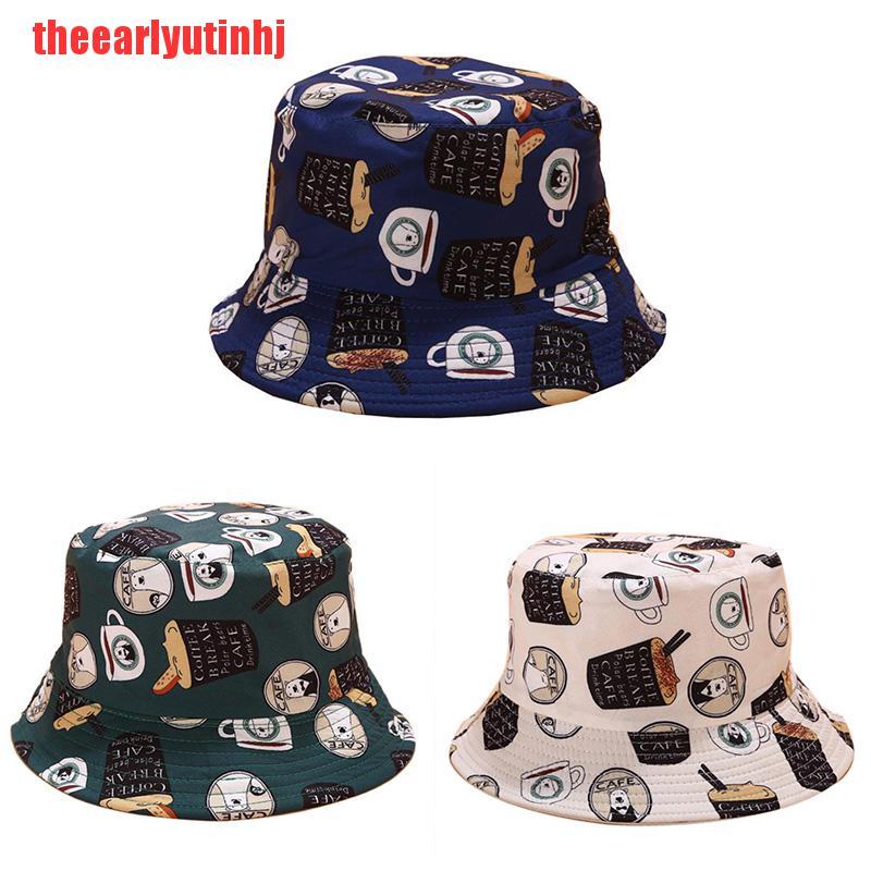 INHJ 2019 Double Side Printed Animal Bucket Hat Fisherman Outdoor Travel Sun Cap New