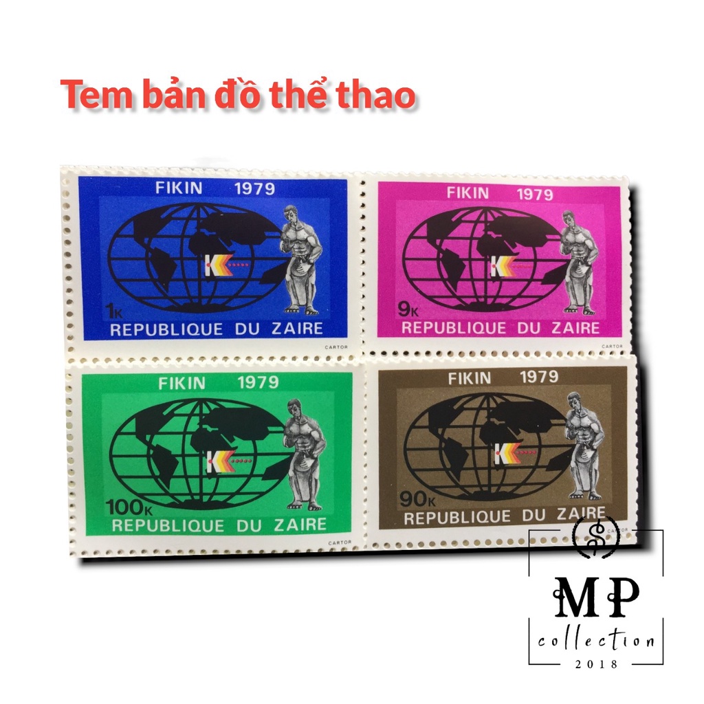 Bộ sưu tầm tem xưa quốc tế châu Phi Zaire 1979 thể thao - 4 con