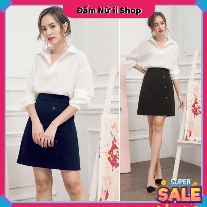 Chân Váy Công Sở, Chân Váy Chữ A Phối Nút Cực Đẹp [KÈM ẢNH THẬT]