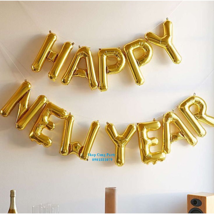 Bộ chữ Happy New Year chúc mừng năm mới, trang trí tết
