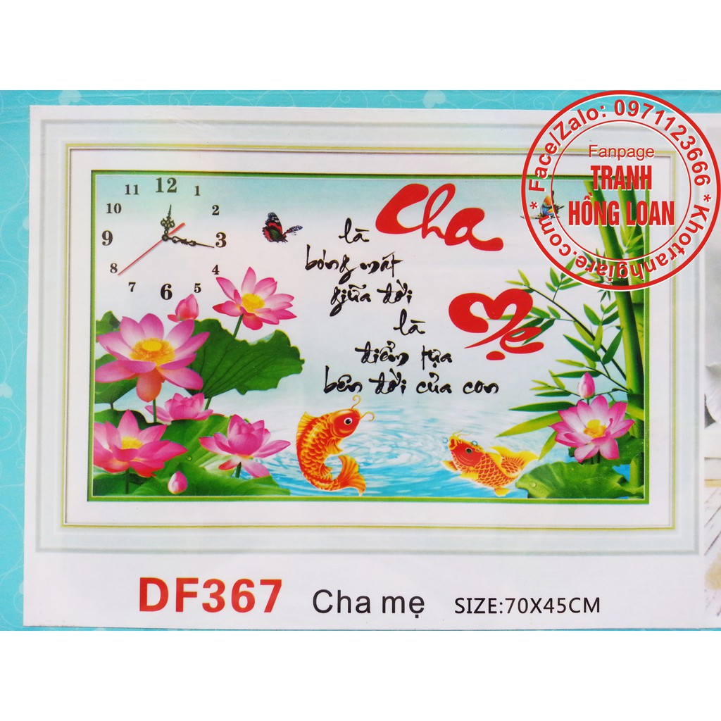 Tranh đính đá đồng hồ cha mẹ DF367