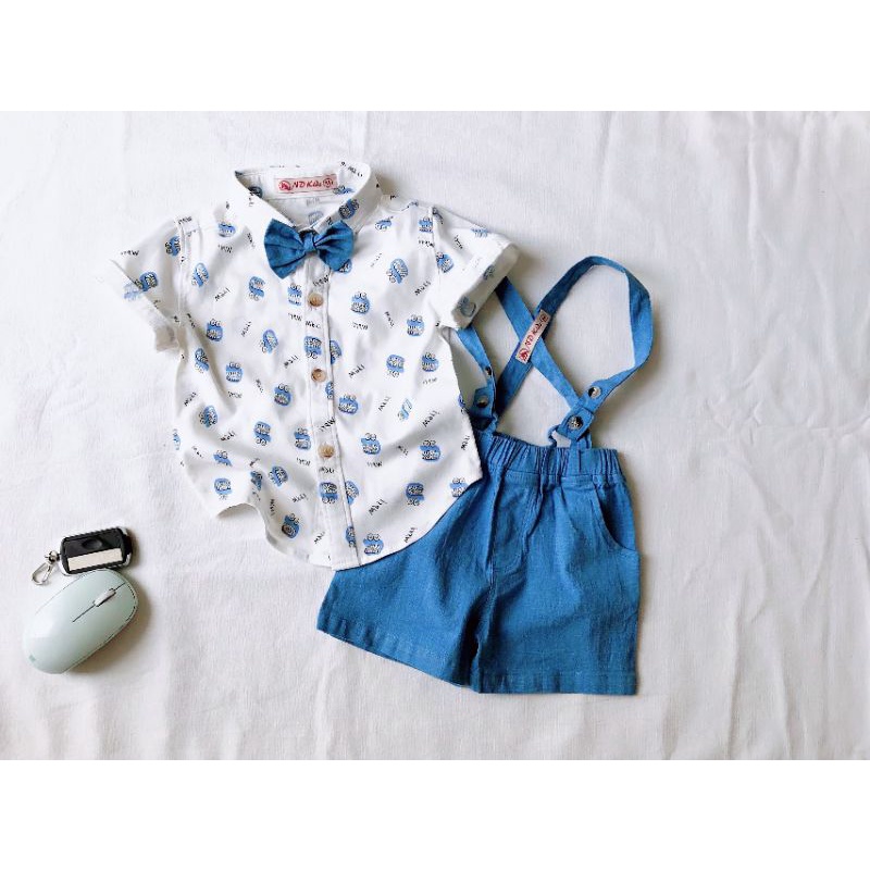 Bộ yếm bé trai đầy tháng thôi nôi họa tiết hoạt hình 5-12kg