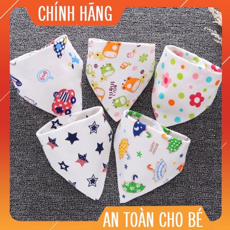 Yếm cotton tam giác có cúc bấm giữ ấm cổ cho bé (set 10c)