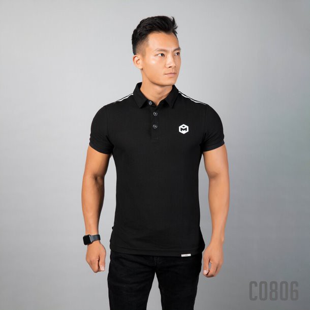 Áo nam ngắn tay có cổ - Áo polo nam cao cấp 1 vạch trắng vai   - Gymmax c0806