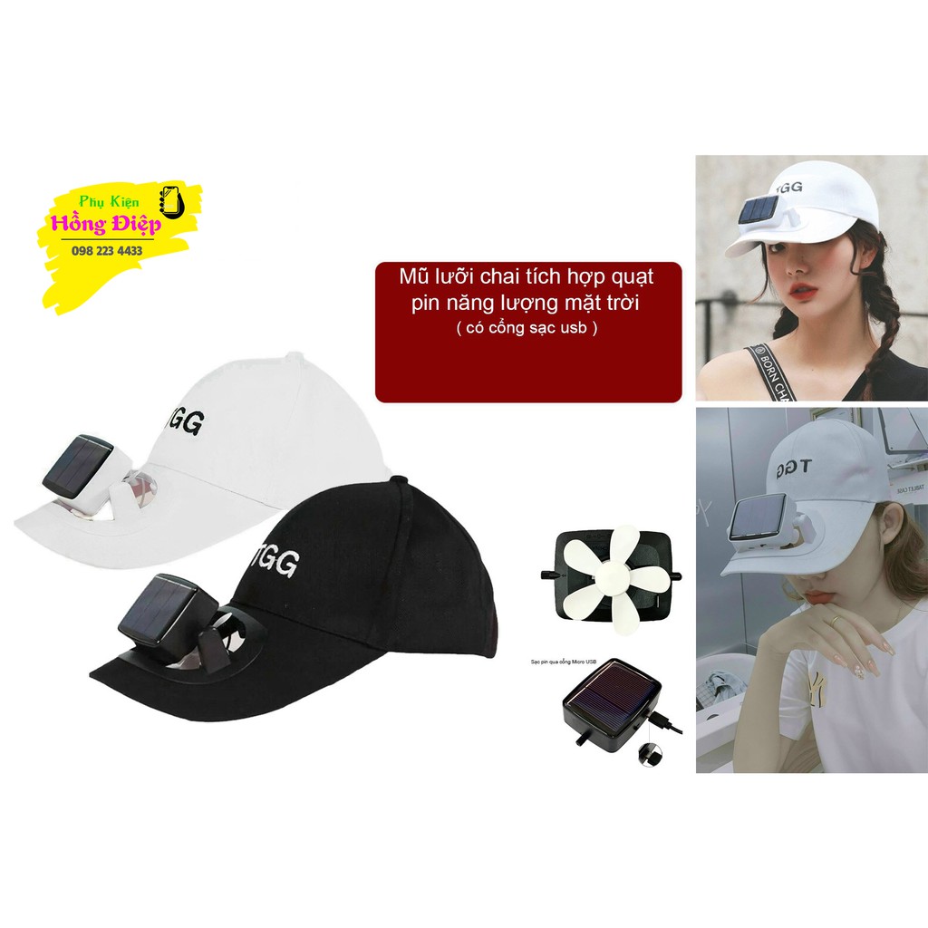 Mũ Kiêm Quạt Làm Mát Tích Pin Năng Lượng Mặt Trời
