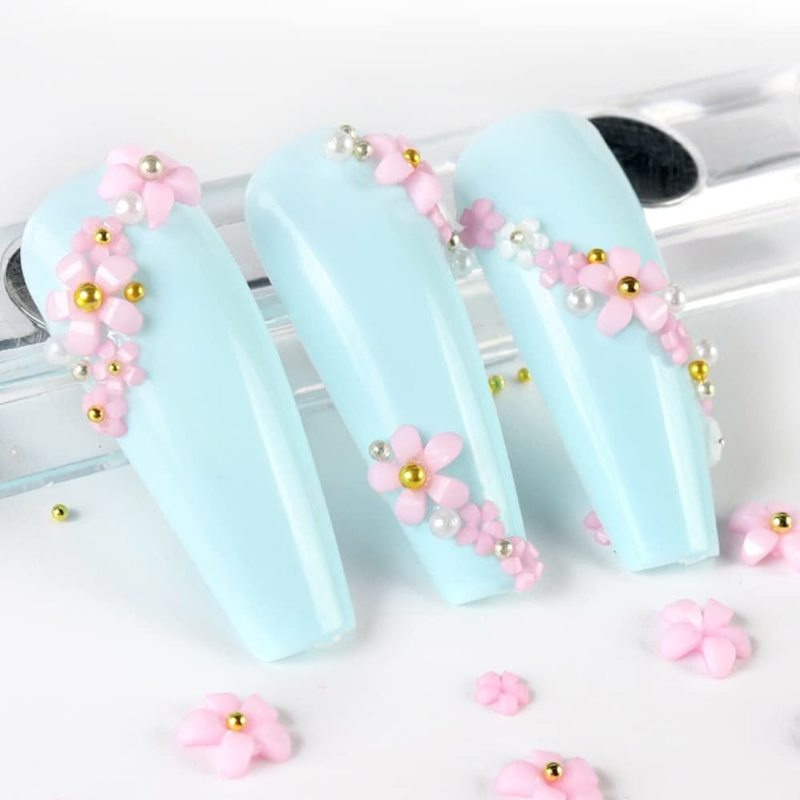 Set 6 Hộp Phụ Kiện Hoa Acrylic Dán Móng Tay Thay Đổi Màu Sắc