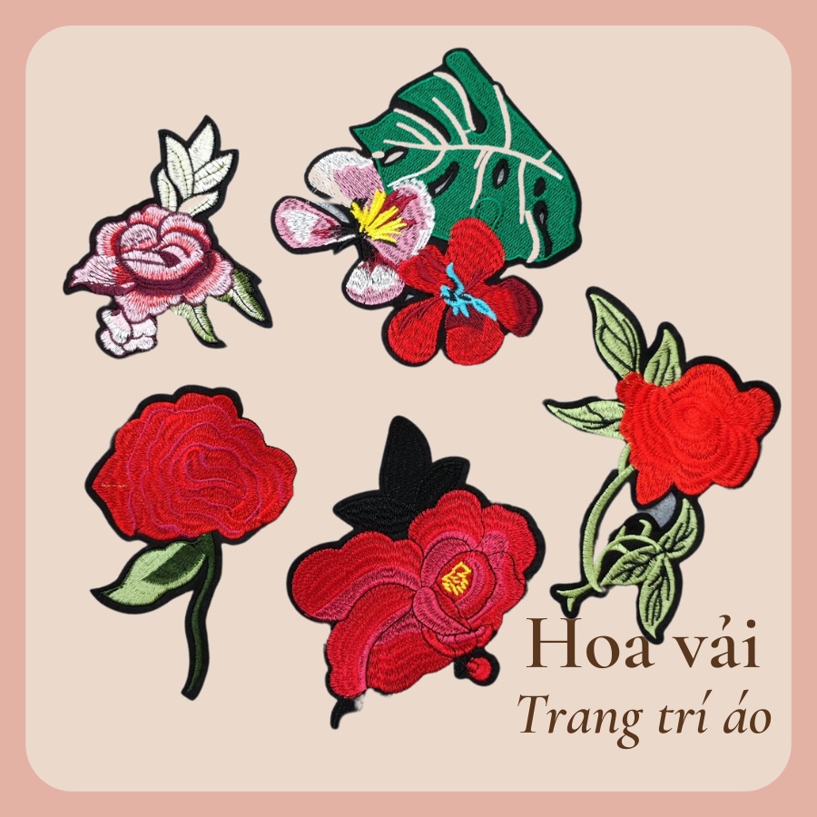 Sticker ủi áo hoa vải thêu cao cấp -DÙNG LÀM BÔNG CÀI ÁO HAY HÌNH ỦI ÁO TRANG TRÍ VÁY, ĐẦM, ÁO DÀI HOẶC LÀM MIẾNG VÁ ÁO