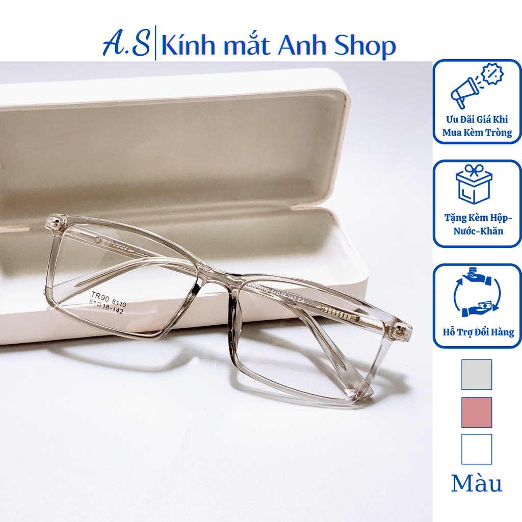 Kính vuông thời trang chất liệu nhựa kết hợp kim loại nam nữ đều dùng được bền và đẹp 8110