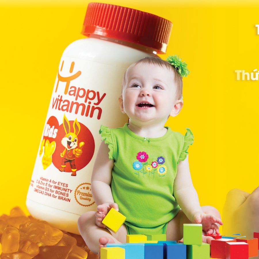 Kẹo dẻo Happy Vitamin Kid, hộp 80 viên, bổ sung dưỡng chất, tăng đề kháng, nâng cao hệ miễn dịch cho trẻ - HÀNG CHÍNHÃNG