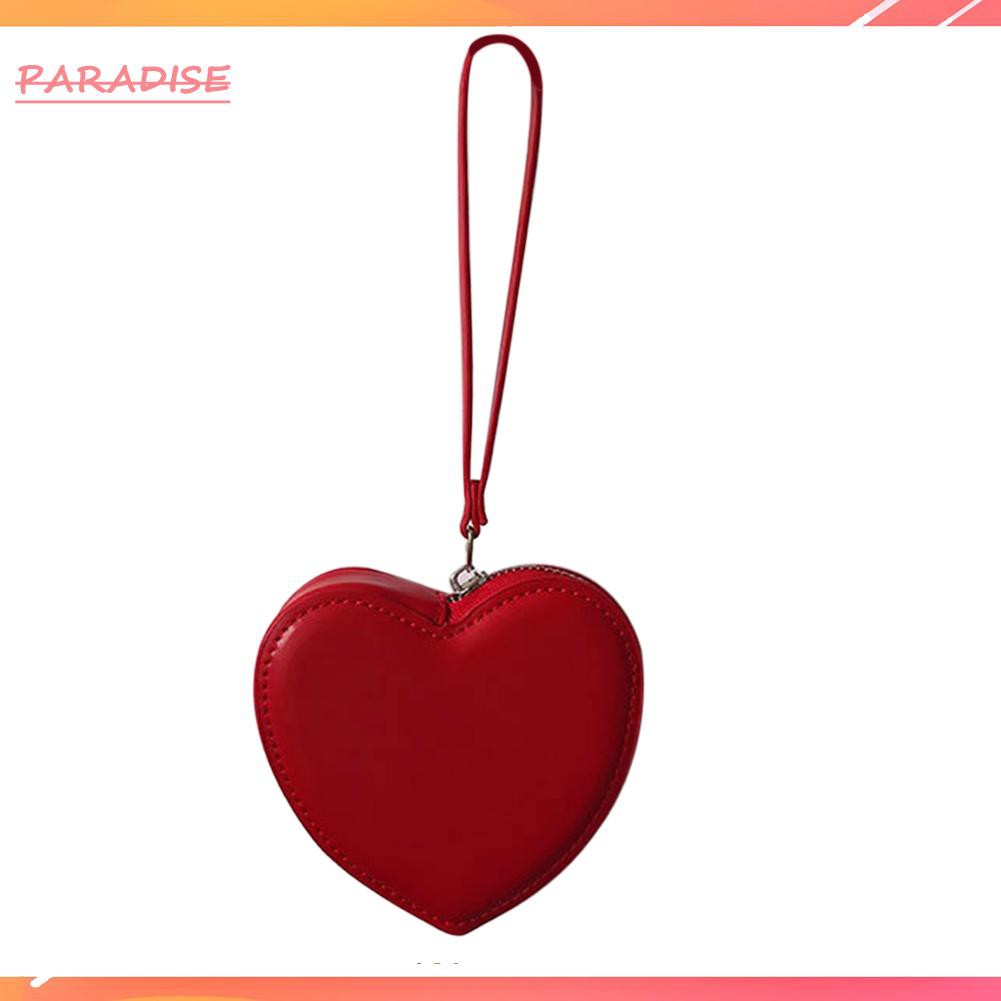 Túi da cầm tay thiết kế hình trái tim xinh xắn cho nữ