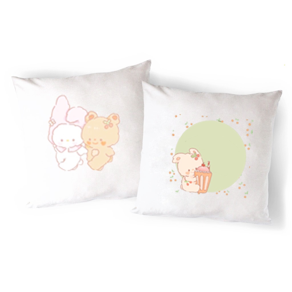 Vỏ Gối Sofa gấu trúc manh lan phúc bảo hoa hoa VGI42 gối ôm vuông gấu thỏ cherry berry Tựa lưng Sofa Trang Trí vải canva